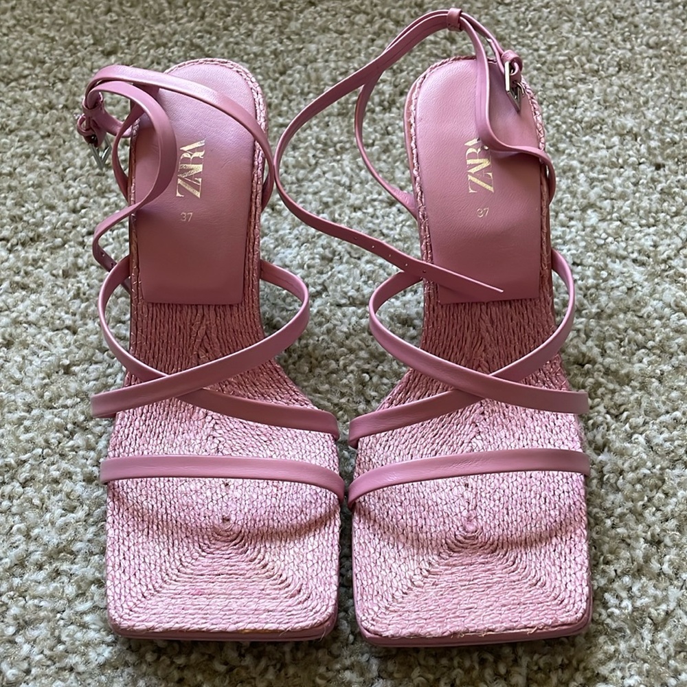 ZARA light pink sandal heels